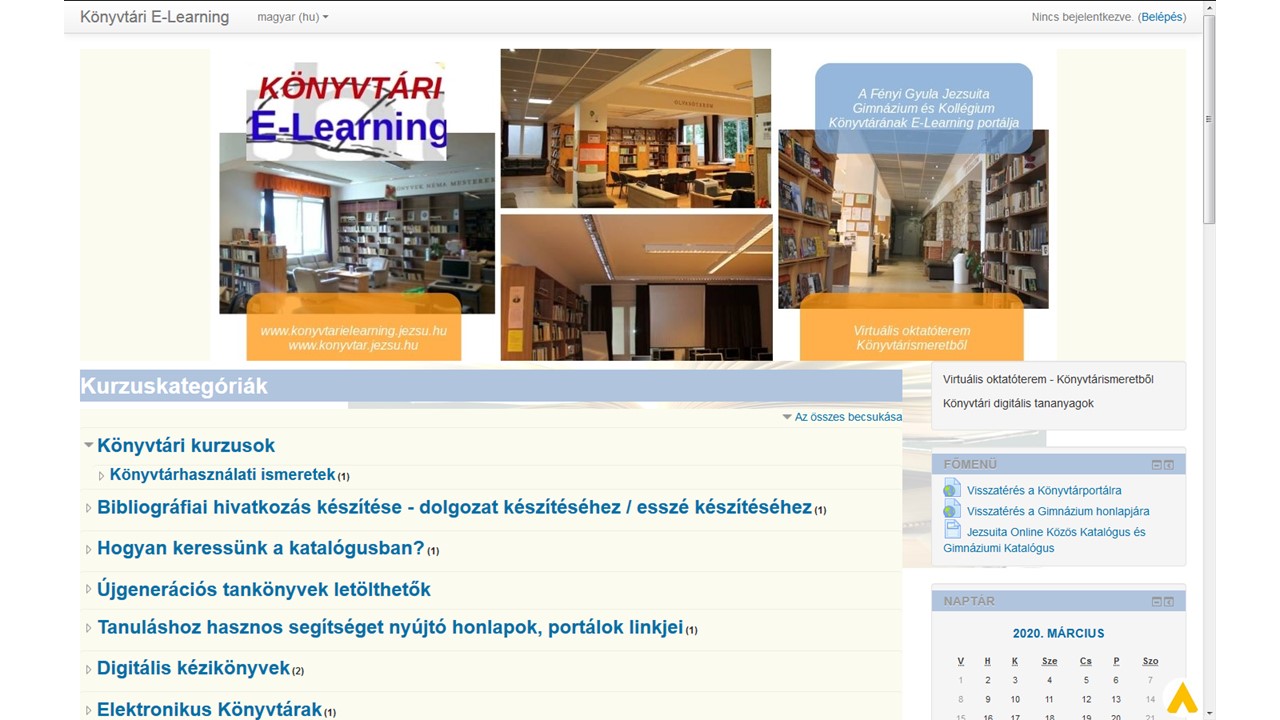 könyvtári e-learning kezső képernyő